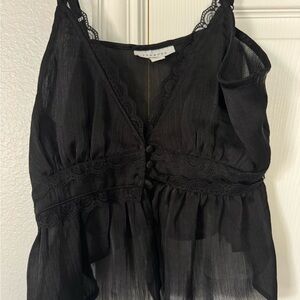 Topshop Black Sheer Lace Blouse